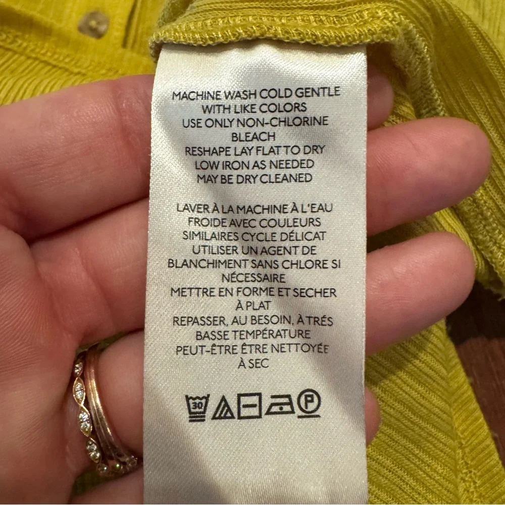 Anthropologie Pilcro Chartreuse Yellow Long Sleeve Henley Top - Picture 10 of 11